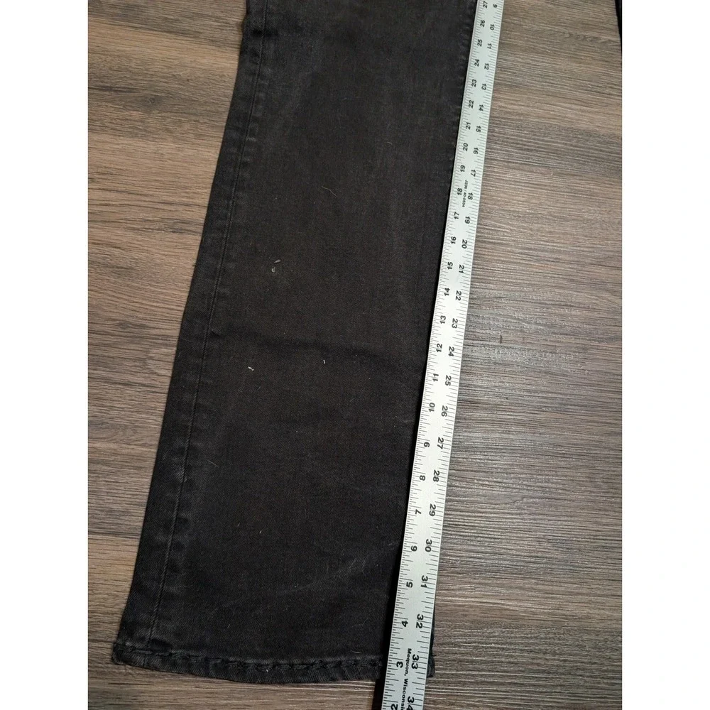 True Religion Ricky Relaxed Straight Black Jeans Mens 36 Flap Pocket Denim